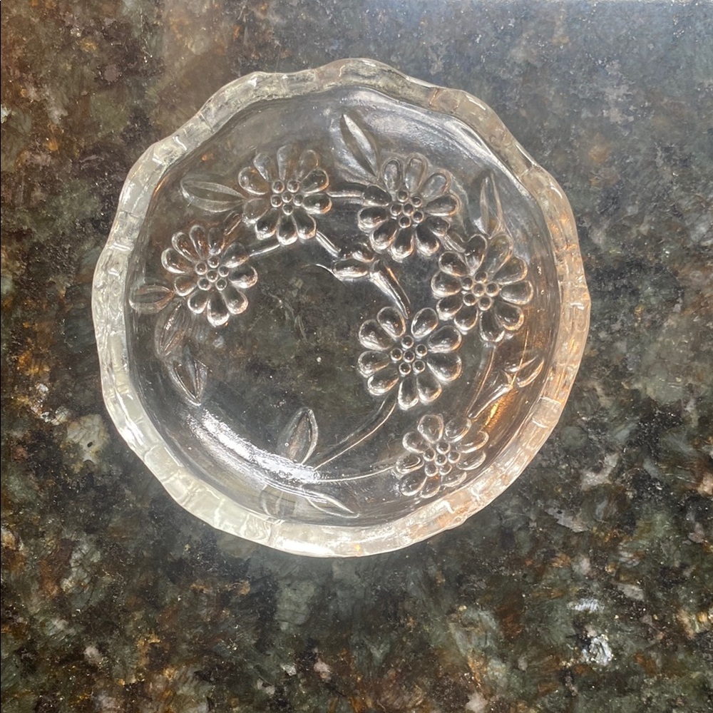 Floral Clear Glass Dish
